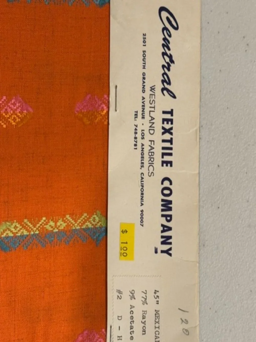 Vintage Central Textile Company Westland Fabrics 
